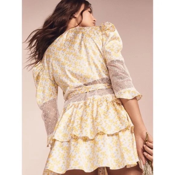 new FOR LOVE AND LEMONS daffodile lace robe dress xs s L - Picture 3 of 3